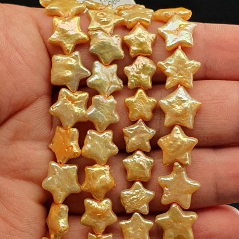 Perle di fiume giallo lucido stella 11mm