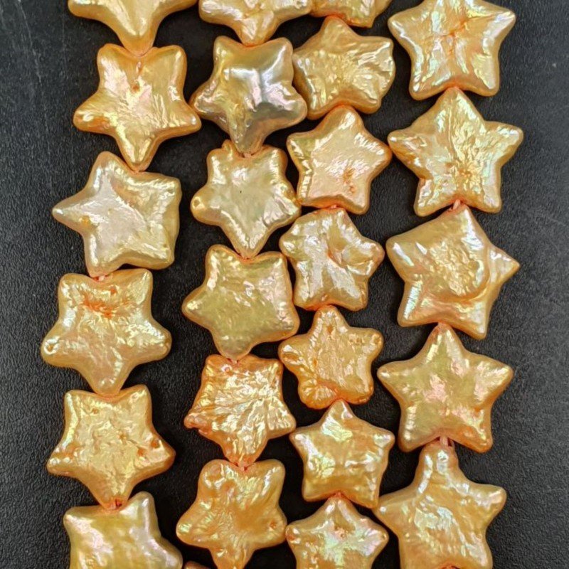 Perle di fiume giallo lucido stella 11mm