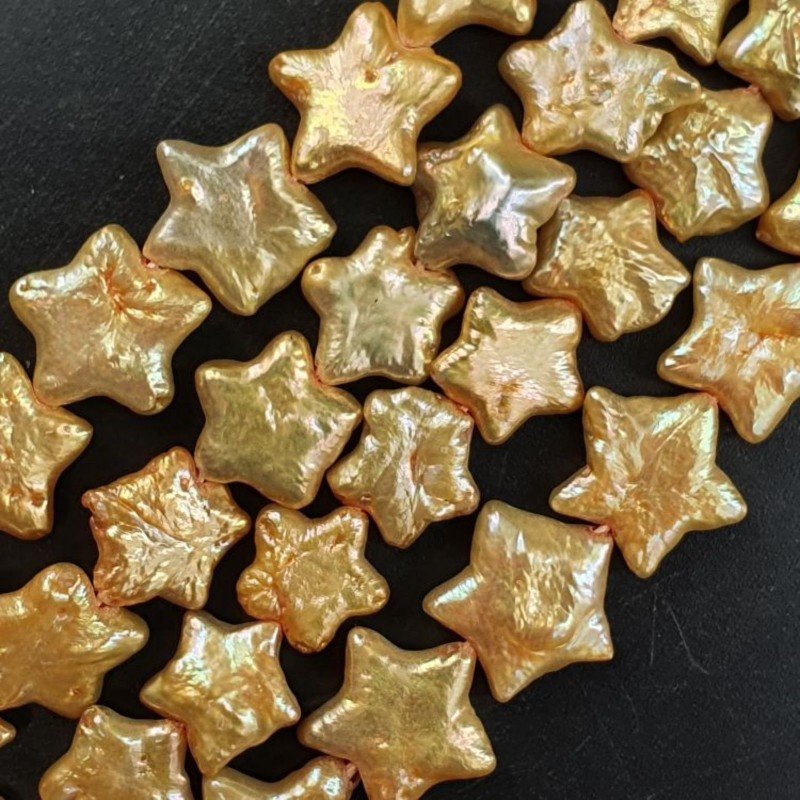 Perle di fiume giallo lucido stella 11mm