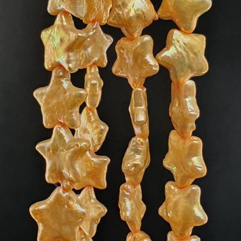 Perle di fiume giallo lucido stella 11mm