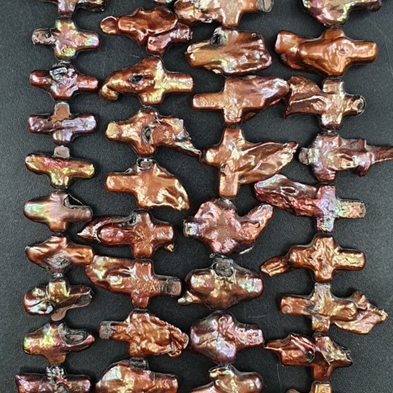 Perle di fiume croce foro orrizontale bronzo 13x10mm Perle di fiume croce foro orrizontale bronzo 13x10mm