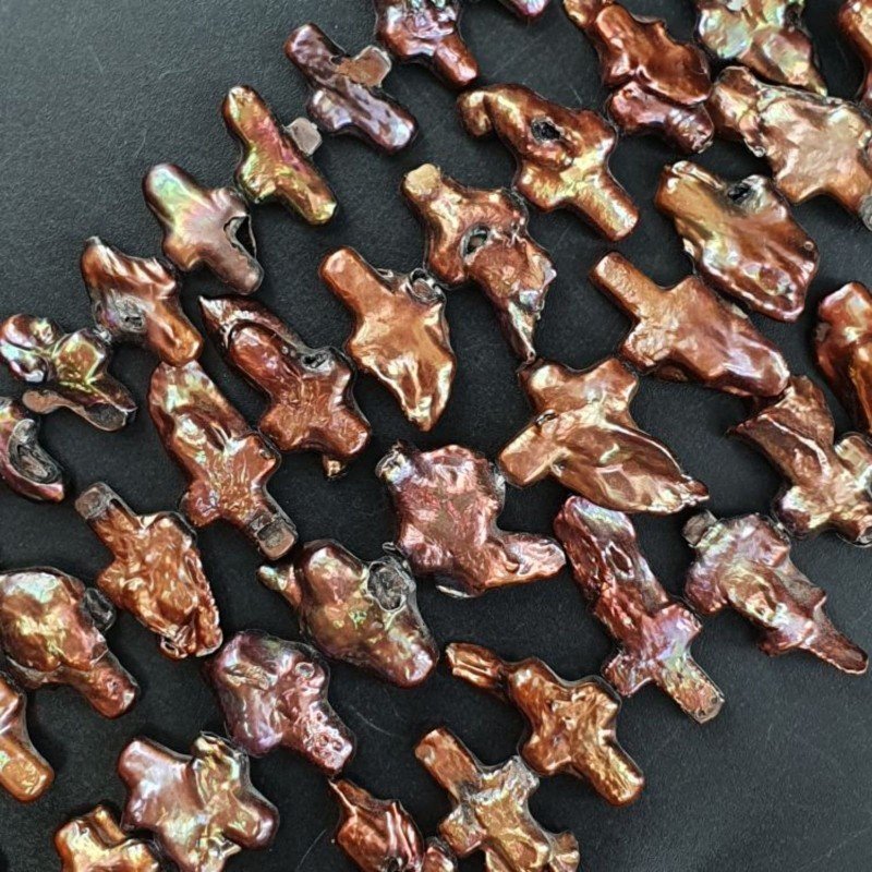 Perle di fiume croce foro orrizontale bronzo 13x10mm Perle di fiume croce foro orrizontale bronzo 13x10mm