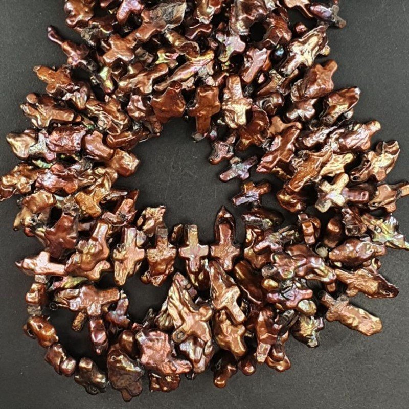 Perle di fiume croce foro orrizontale bronzo 13x10mm Perle di fiume croce foro orrizontale bronzo 13x10mm