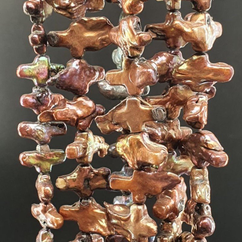 Perle di fiume croce foro orrizontale bronzo 13x10mm Perle di fiume croce foro orrizontale bronzo 13x10mm