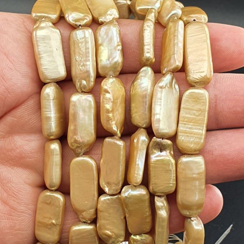 Perle di fiume oro scuro tubetti 9-10X19-26mm