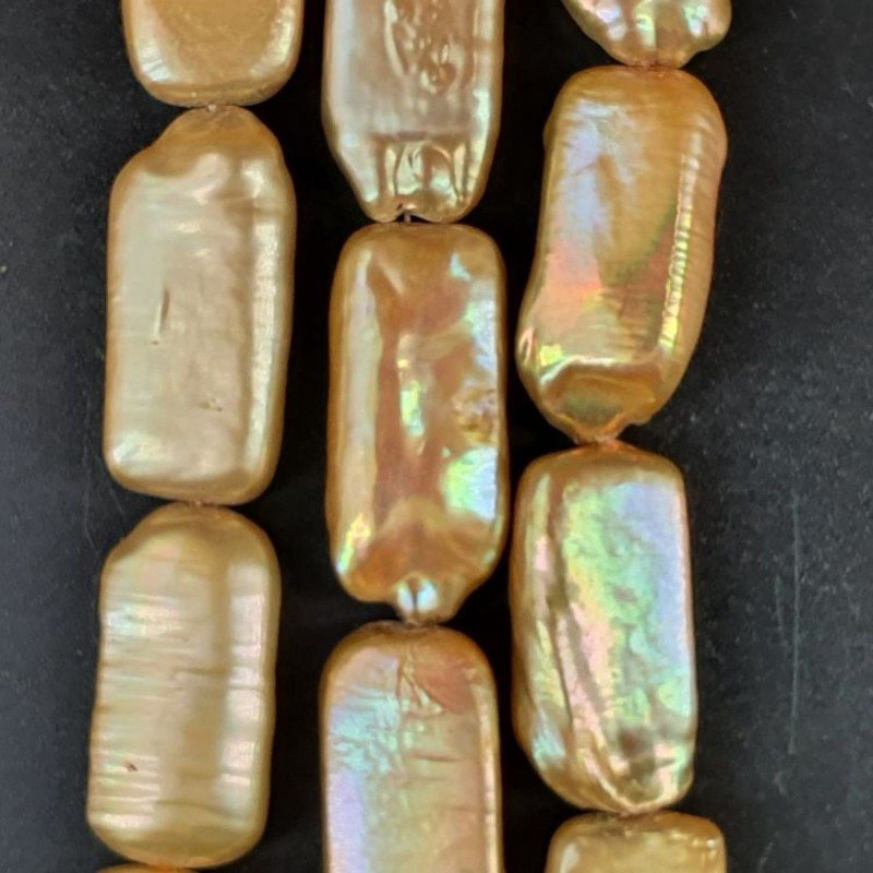 Perle di fiume oro scuro tubetti 9-10X19-26mm