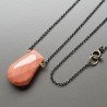 Collana Girocollo Con Catena Brunito Argento 925 E Rhodonite Gocce Piatto Sfaccettato A Mano