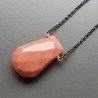 Collana Girocollo Con Catena Brunito Argento 925 E Rhodonite Gocce Piatto Sfaccettato A Mano