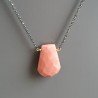 Collana Girocollo Con Catena Brunito Argento 925 E Rhodonite Gocce Piatto Sfaccettato A Mano