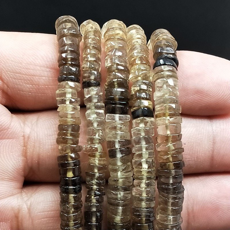 Quarzo Bicolore Naturale in Perline Forma Rondelle Liscio a Mano Foro Passante 06-08mm