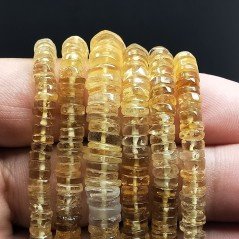Quarzo Citrino Naturale in Perline Forma Rondelle Liscio a Mano Foro Passante 06-08mm