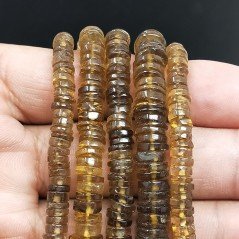 Quarzo Birra Naturale in Perline Forma Rondelle Liscio a Mano Foro Passante 06-08mm