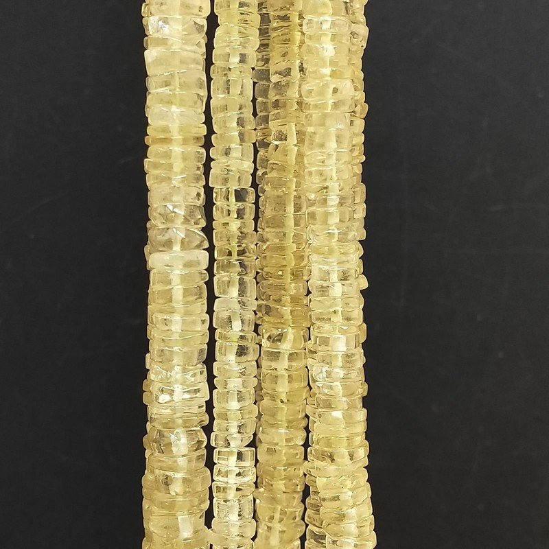 Quarzo Limone Naturale in Perline Forma Rondelle Liscio a Mano Foro Passante 06-08mm