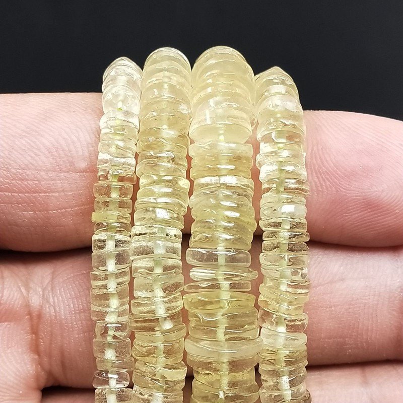 Quarzo Limone Naturale in Perline Forma Rondelle Liscio a Mano Foro Passante 06-08mm