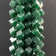 Avventurina Verde Naturale Perline Forma Cubetti con Foro Diagonale Sfaccettato a Mano