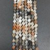 Pietra Di Luna Multi Naturale Perline Forma Cubetti con Foro Diagonale Sfaccettato a Mano