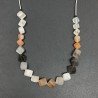 Pietra Di Luna Multi Naturale Perline Forma Cubetti con Foro Diagonale Sfaccettato a Mano