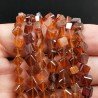 Hessonite Naturale Perline Forma Cubetti con Foro Diagonale Sfaccettato a Mano