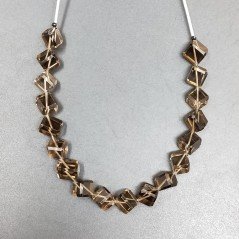 Quarzo Fume Naturale Perline Forma Cubetti con Foro Diagonale Sfaccettato a Mano