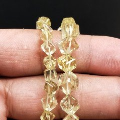 Quarzo Limone Naturale Perline Forma Cubetti con Foro Diagonale Sfaccettato a Mano