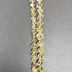 Quarzo Limone Naturale Perline Forma Cubetti con Foro Diagonale Sfaccettato a Mano