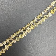 Quarzo Limone Naturale Perline Forma Cubetti con Foro Diagonale Sfaccettato a Mano