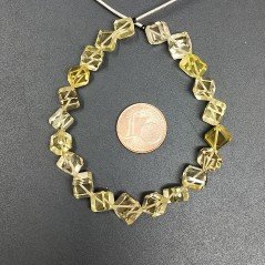 Quarzo Limone Naturale Perline Forma Cubetti con Foro Diagonale Sfaccettato a Mano