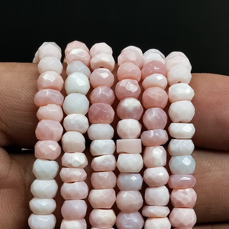 Opale Rosa Naturale in Perline Forma Rondelle Sfaccettato a Mano Foro Passante