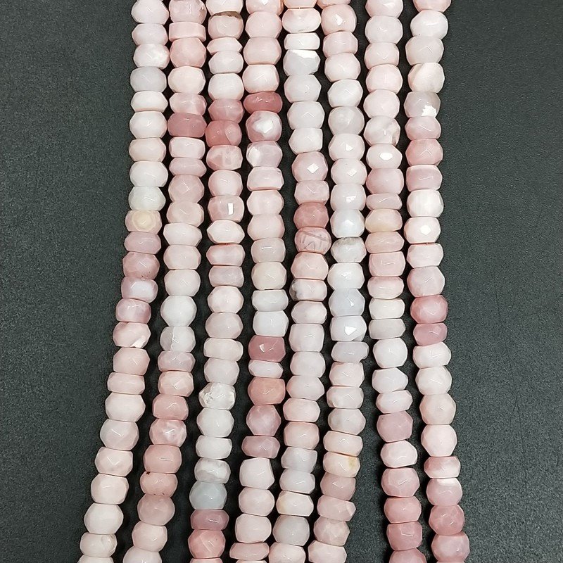Opale Rosa Naturale in Perline Forma Rondelle Sfaccettato a Mano Foro Passante