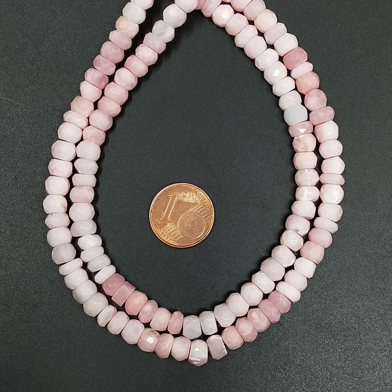 Opale Rosa Naturale in Perline Forma Rondelle Sfaccettato a Mano Foro Passante