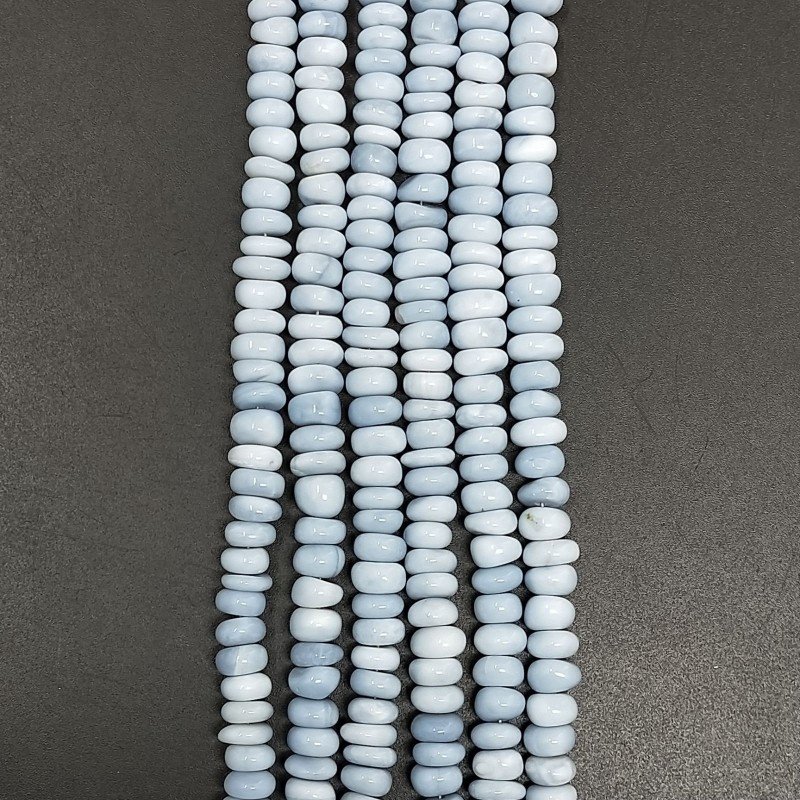 Opale Blu Grigio Naturale in Perline Forma Rondelle Liscio a Mano Foro Passante