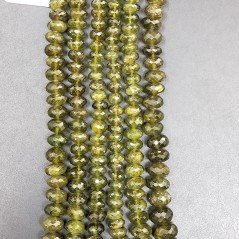 Peridoto Naturale in Perline Forma Rondelle Sfaccettato a Mano Foro Passante 06-10mm