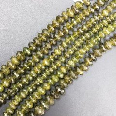 Peridoto Naturale in Perline Forma Rondelle Sfaccettato a Mano Foro Passante 06-10mm