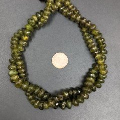 Peridoto Naturale in Perline Forma Rondelle Sfaccettato a Mano Foro Passante 06-10mm