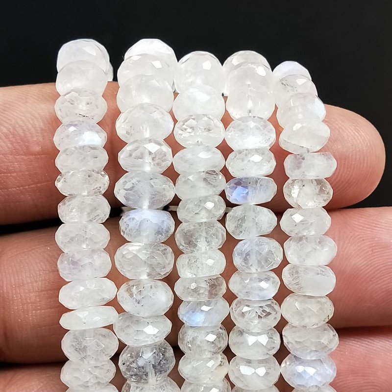 Labradorite Bianca Naturale in Perline Forma Rondelle Sfaccettato a Mano Foro Passante 06-12mm