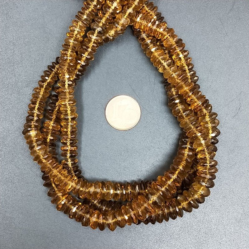 Quarzo Birra Naturale in Perline Forma Rondelle Sfaccettato a Mano Foro Passante a Gradazione 08-12mm Quarzo Birra Naturale in Perline Forma Rondelle Sfaccettato a Mano Foro Passante a Gradazione 08-12mm