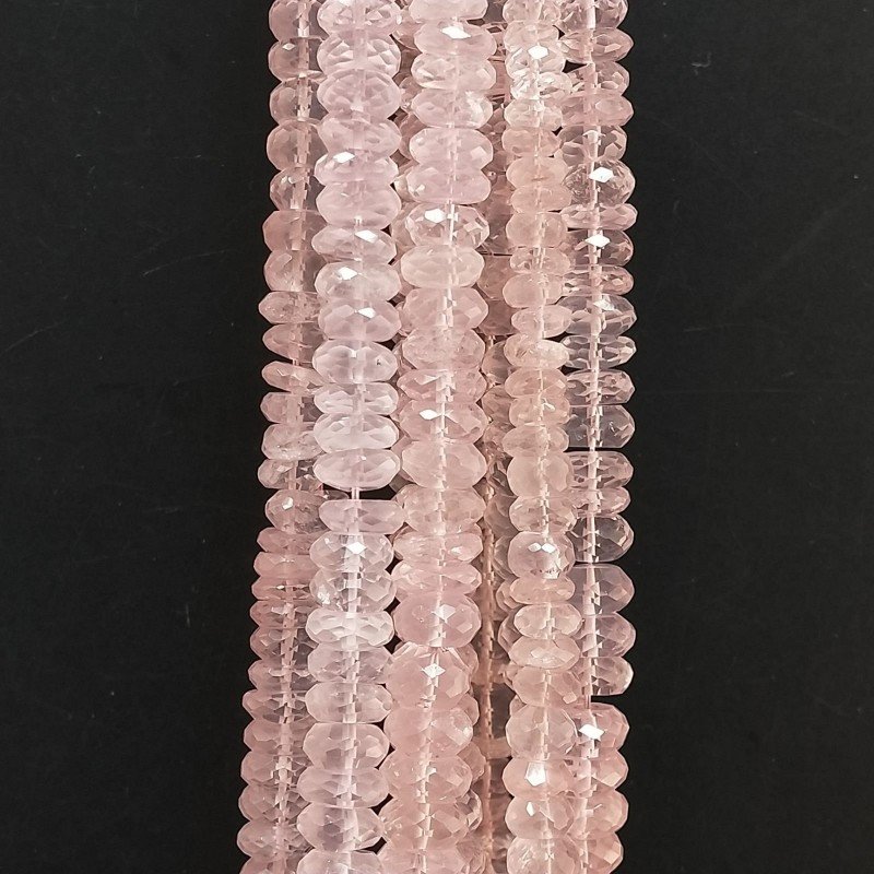 Quarzo Rosa Naturale in Perline Forma Rondelle Sfaccettato a Mano Foro Passante 08mm
