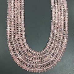Quarzo Rosa Naturale in Perline Forma Rondelle Sfaccettato a Mano Foro Passante 08mm