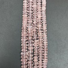 Quarzo Rosa Naturale in Perline Forma Rondelle Sfaccettato a Mano Foro Passante 08mm