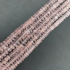 Quarzo Rosa Naturale in Perline Forma Rondelle Sfaccettato a Mano Foro Passante 08mm