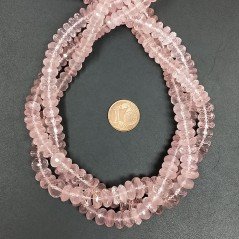 Quarzo Rosa Naturale in Perline Forma Rondelle Sfaccettato a Mano Foro Passante 08mm
