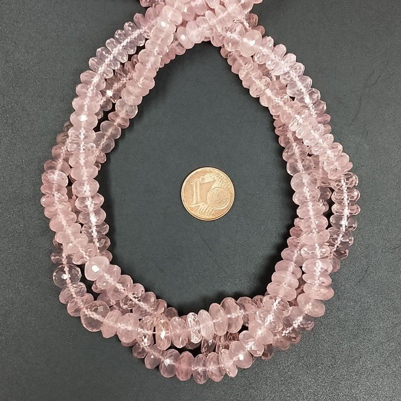 Quarzo Rosa Naturale in Perline Forma Rondelle Sfaccettato a Mano Foro Passante 08mm