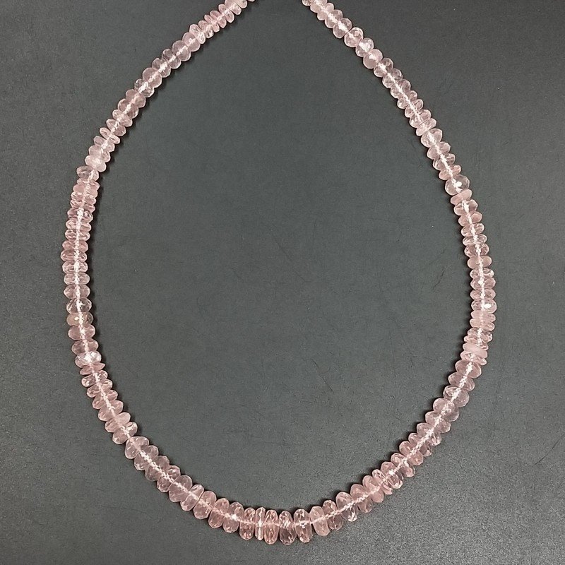 Quarzo Rosa Naturale in Perline Forma Rondelle Sfaccettato a Mano Foro Passante 08mm