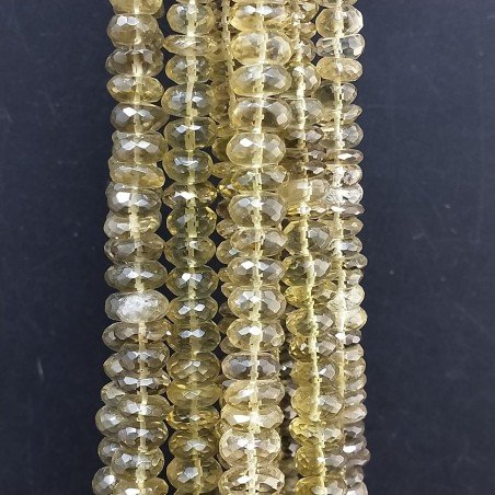 Quarzo Birra Verde Naturale in Perline Forma Rondelle Sfaccettato a Mano Foro Passante a Gradazione 07-12mm