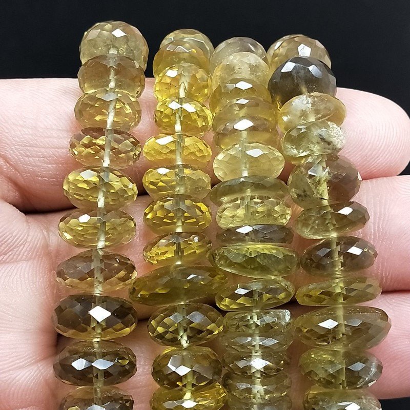Quarzo Birra Verde Naturale in Perline Forma Rondelle Sfaccettato a Mano Foro Passante a Gradazione 07-12mm Quarzo Birra Verde Naturale in Perline Forma Rondelle Sfaccettato a Mano Foro Passante a Gradazione 07-12mm