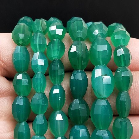 Onice Verde Perline Forma Barilotto Sfaccettato a Mano