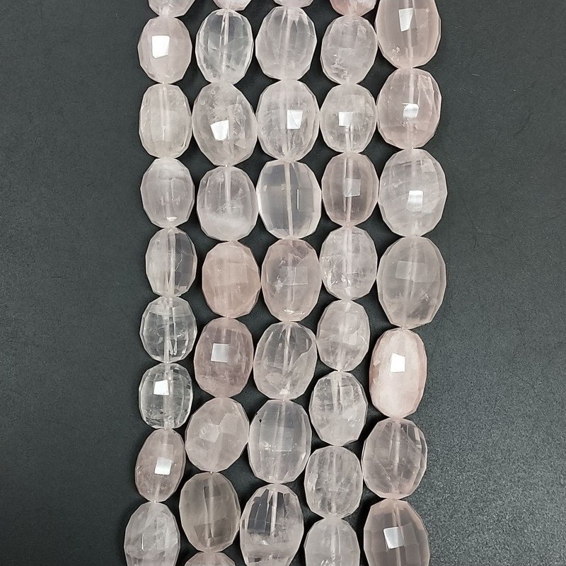 Quarzo Rosa Perline Forma Barilotto Sfaccettato a Mano