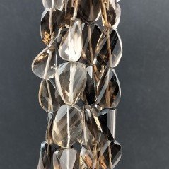 Quarzo Fume Naturale in Perline Forma Goccia Twist Sfaccettato a Mano Foro Passante
