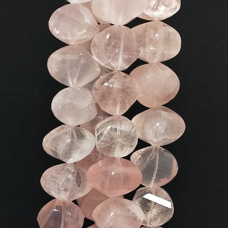 Quarzo Rosa Naturale in Perline Forma Rondelle Twist Sfaccettato a Mano Foro Passante
