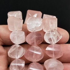 Quarzo Rosa Naturale in Perline Forma Rondelle Twist Sfaccettato a Mano Foro Passante